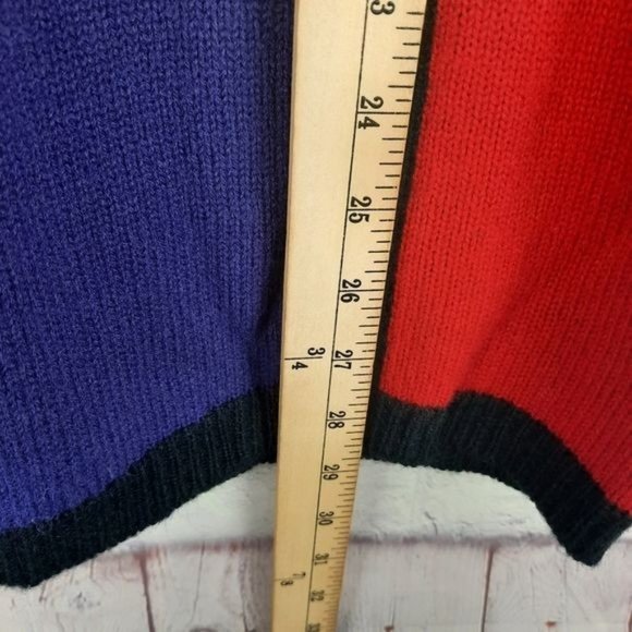 80s Lambswool Knit Sweater Vintage Liz Claiborne Color Block - Picture 8 of 10